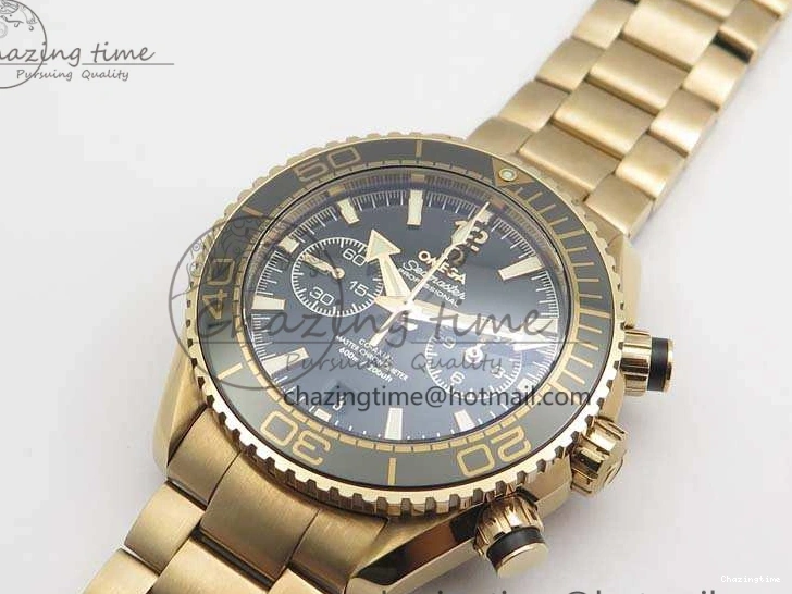 0517 Seamaster Pro Chrono RG Best Edition Black Ceramic Black Dial On RG Bracelet A ComfortFit 8130